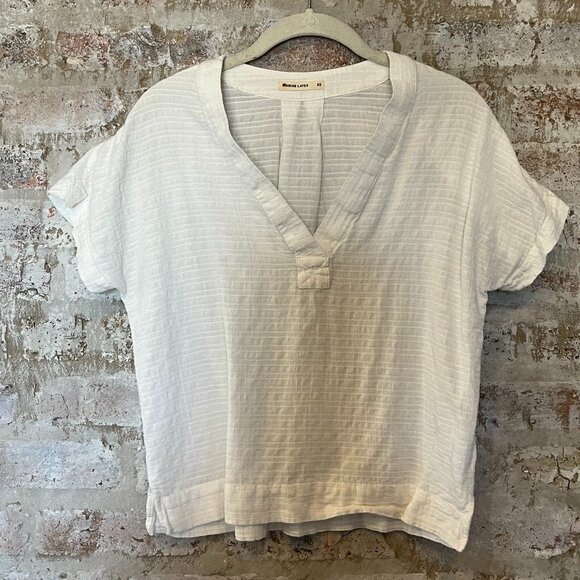 Marine Layer | Bali Tunic in Shadow Stripe | White | Size XS - Picture 2 of 7